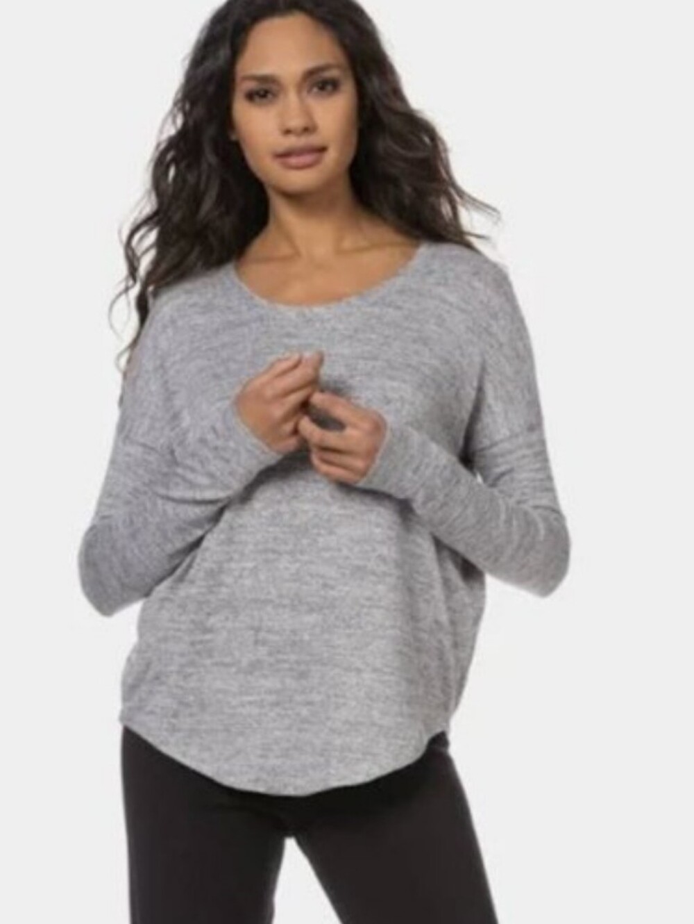 Rag & Bone Hudson Long Sleeve Shirt Heather Gray Oversized Rounded Hem Casual MD